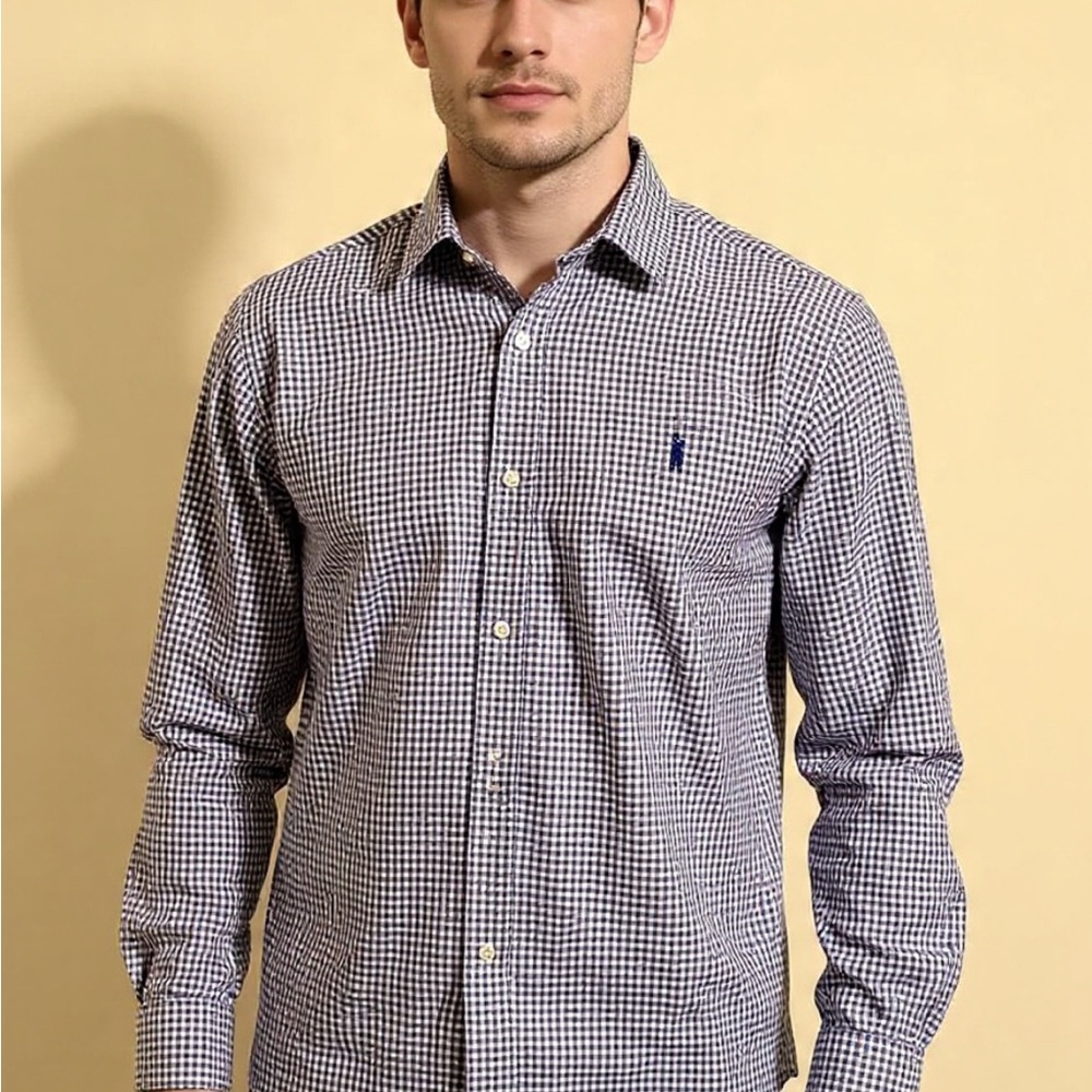 POLO Ralph Lauren Purple Gingham Check Button Down Shirt Mens Size 2XL Casual